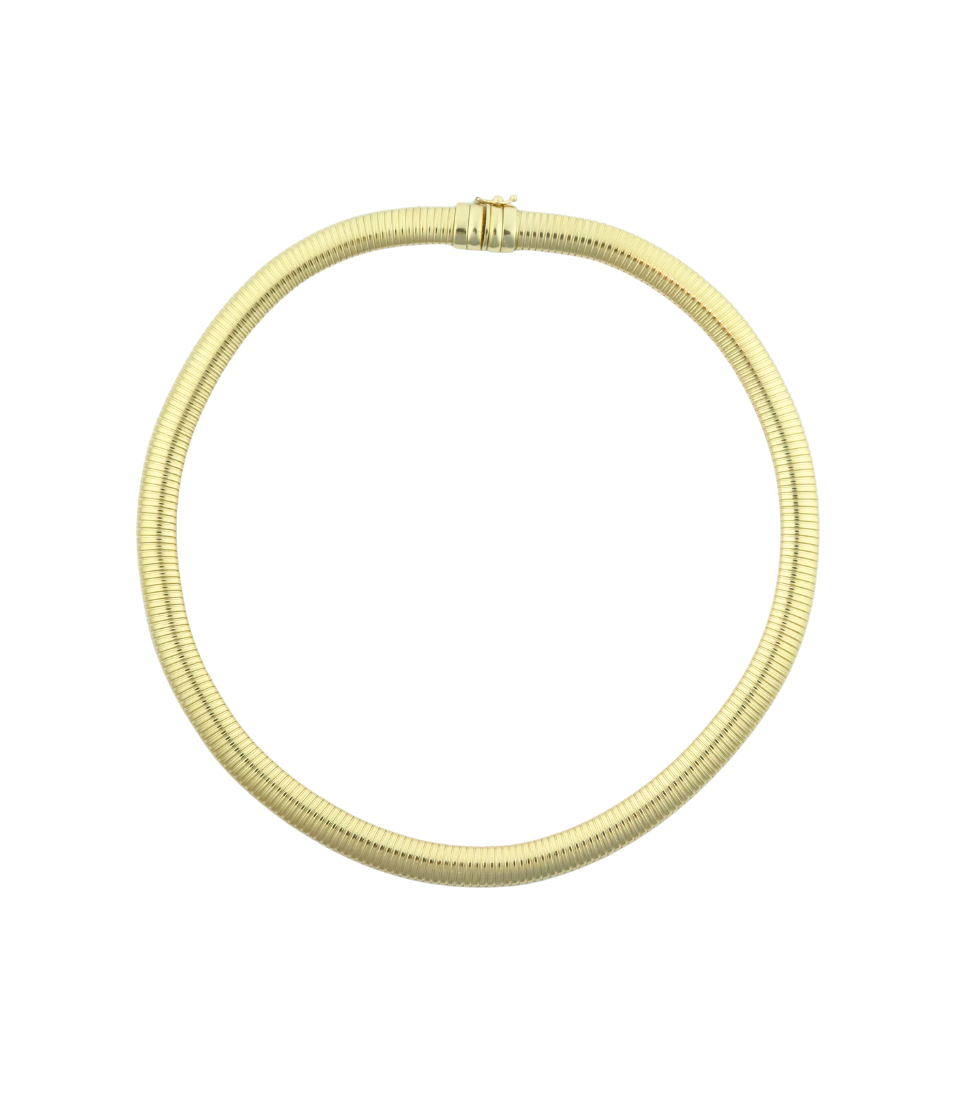 14K Gold 10mm Dome Omega Necklace