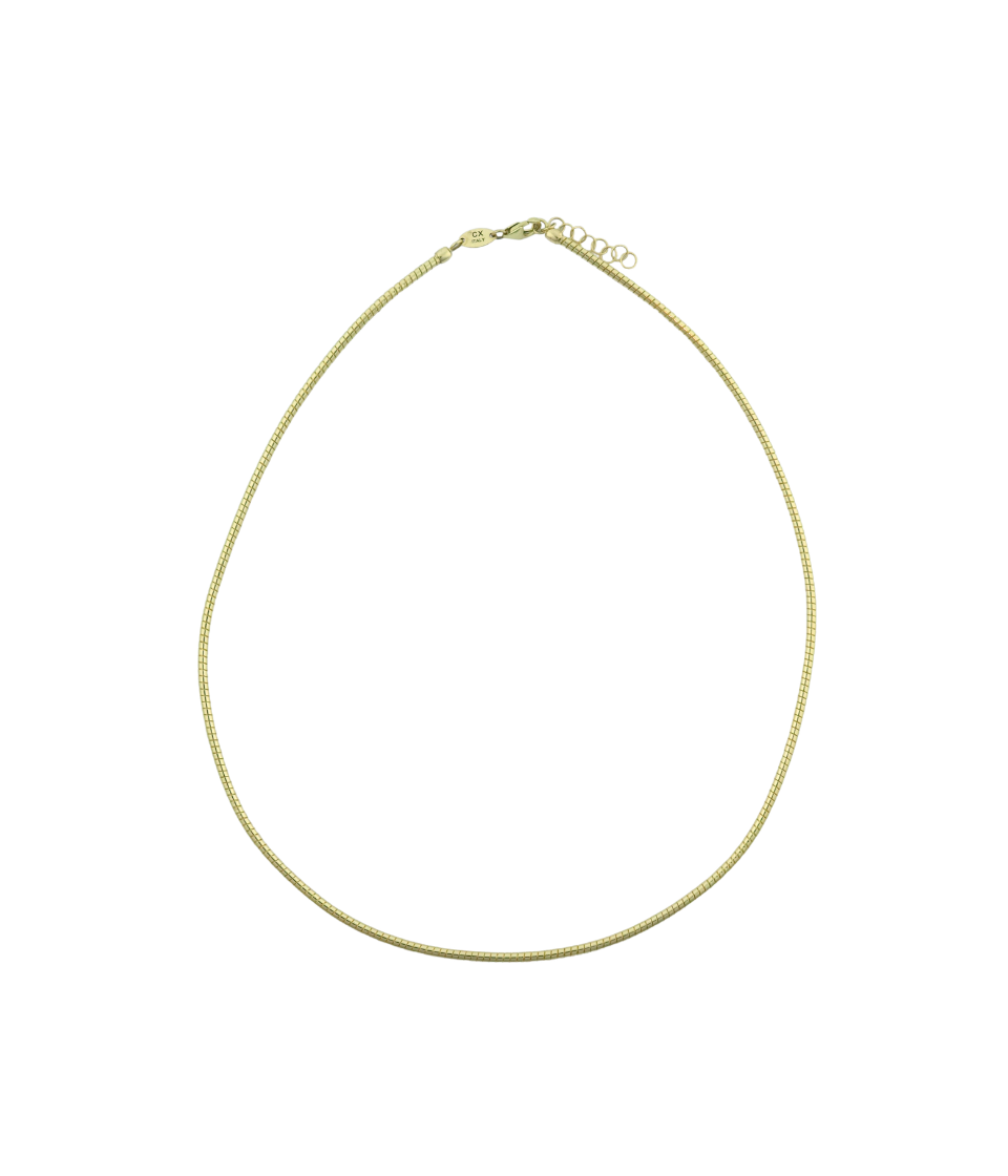 14K Gold 2mm Omega Collar Necklace