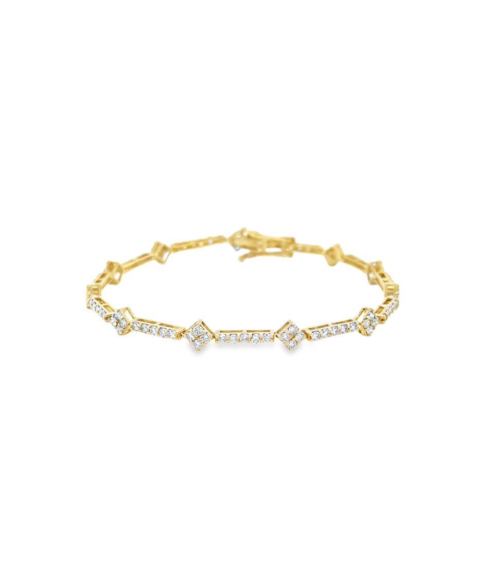 14K Gold 2.50ct Diamond Clover Tennis Bracelet