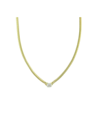 16" 14K Gold 1.02 Emerald-Cut Lab Diamond Herringbone Necklace
