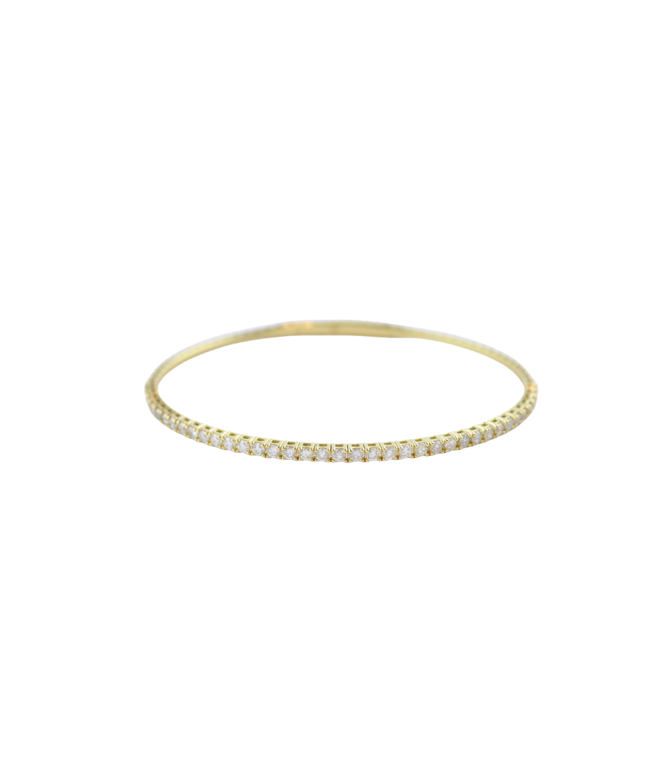 6.5" 14K Gold Thin Flexi Half Way 1ct Diamond Bangle