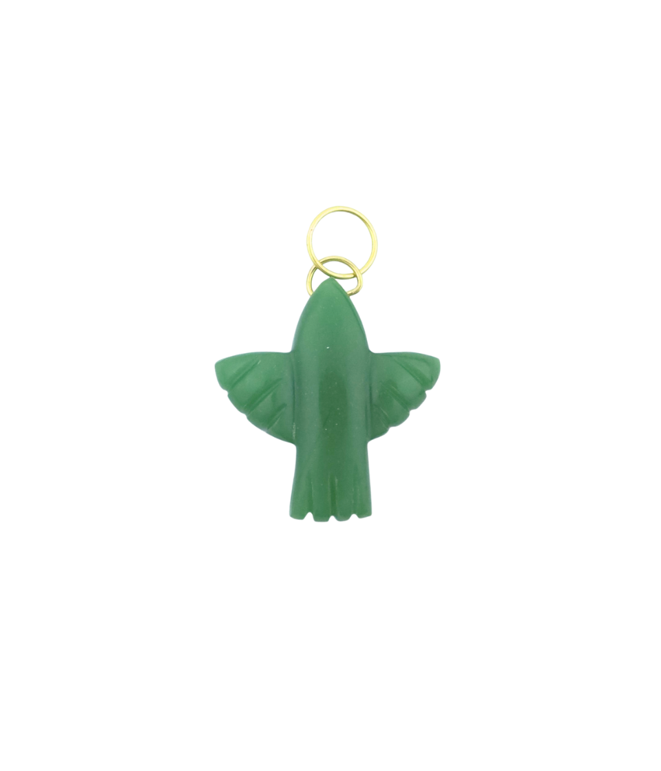 14K Gold Large Jade Thunderbird Charm