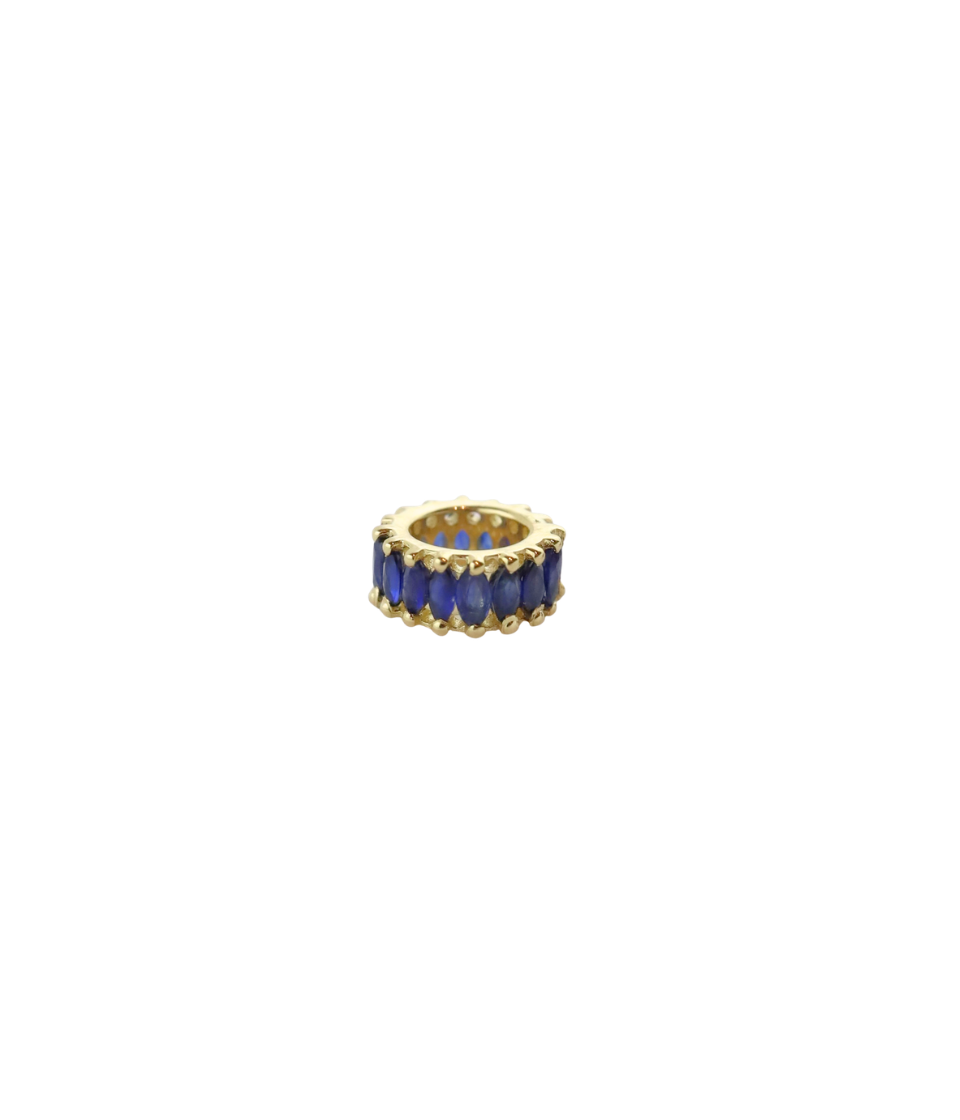 14K Gold Blue Sapphire Marquise Round Charm Spacer