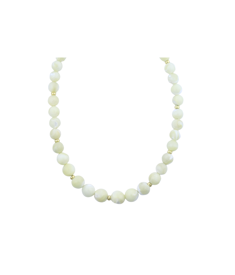 Graduated Round Mother of Pearl Beaded Necklace