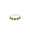 14K Gold Diamond 5 Stone Emerald Ring