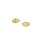 14K Gold Pyramid Evil Eye Marquise Diamond Studs