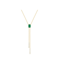 14K Gold Baguette Emerald Double Lariat Necklace