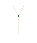 14K Gold Baguette Emerald Double Lariat Necklace