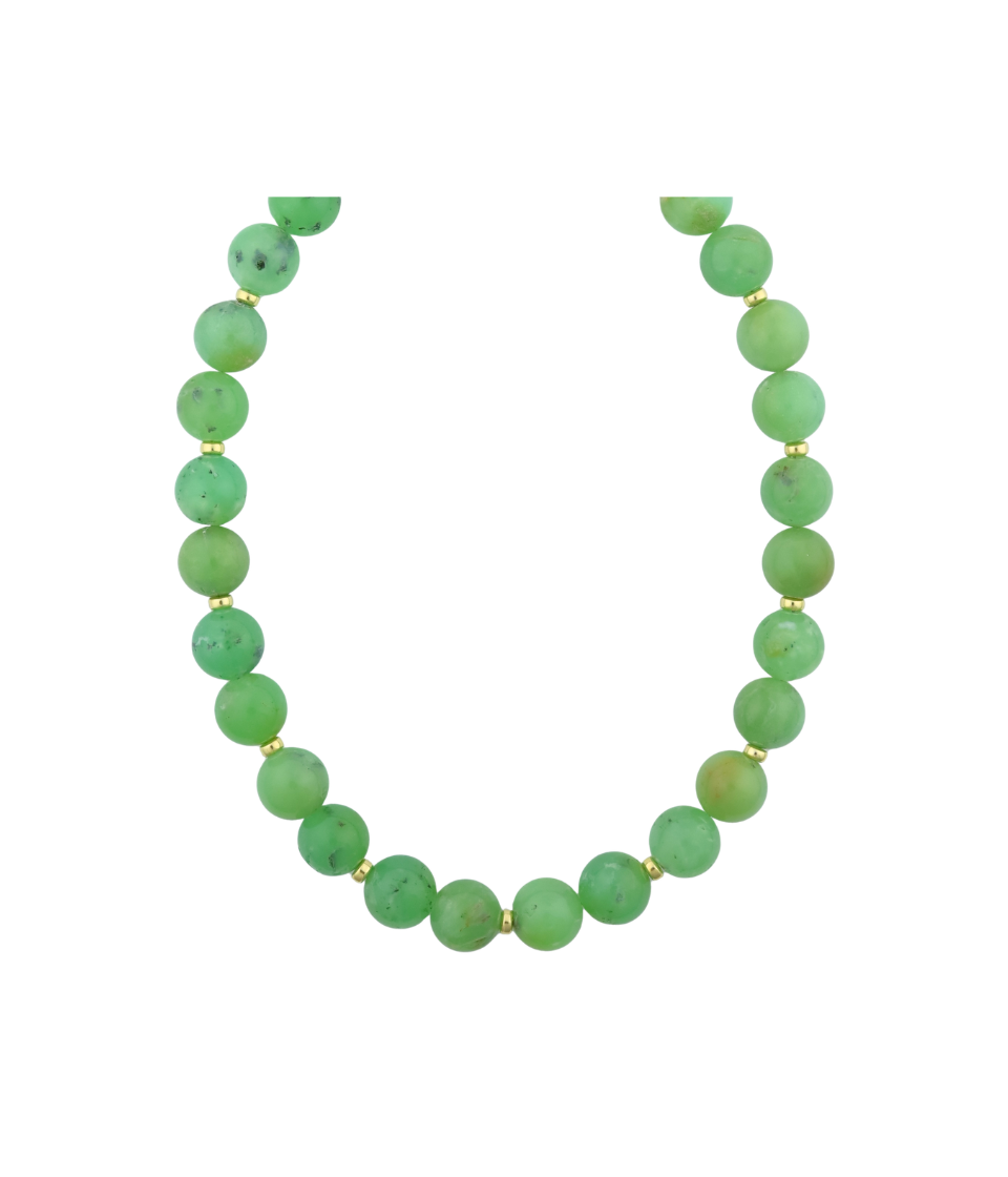 10mm Round Chrysoprase Rondelle Beaded Necklace