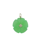 14K Gold Chrysoprase Diamond Flower Charm