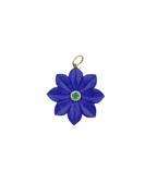 14K Gold Carved Lapis Emerald Flower Charm