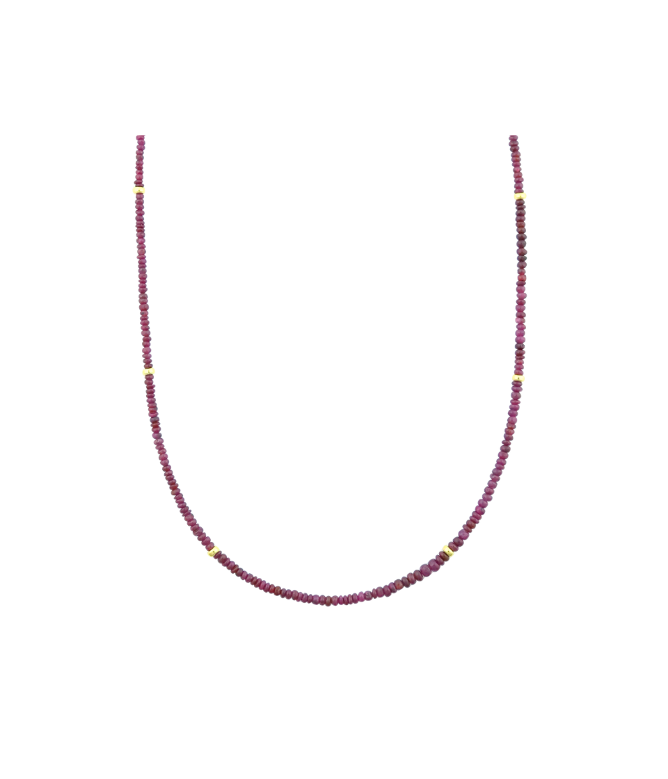 2-3mm Smooth Ruby Beaded Necklace