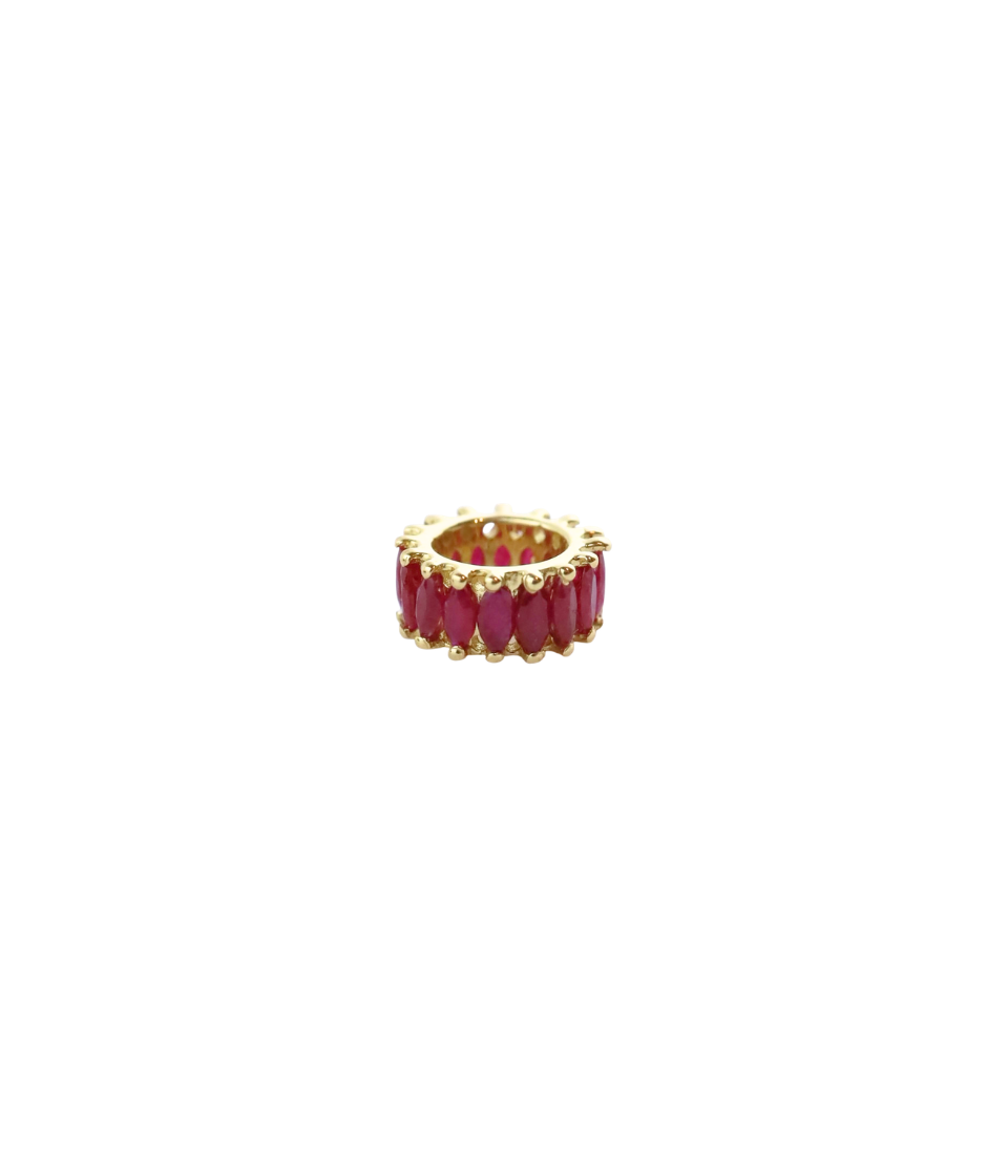 14K Gold Ruby Marquise Round Charm Spacer