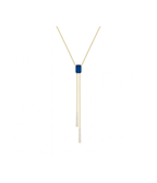 14K Gold Baguette Sapphire Double Lariat Necklace