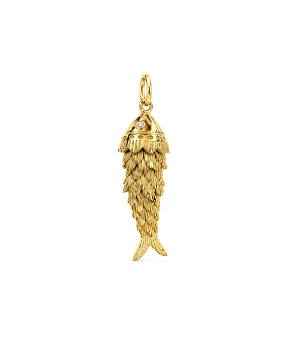 14K Gold Retro Koi Fish Charm
