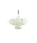 XL Carved Mother of Pearl Thunderbird Silver Diamond Charm