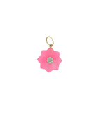 Small 14K Gold Pink Opal Diamond Flower Charm