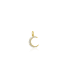 Small 14K Gold Round Diamond Small Crescent