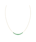 14K Gold Bezel Emerald Curved Bar Necklace