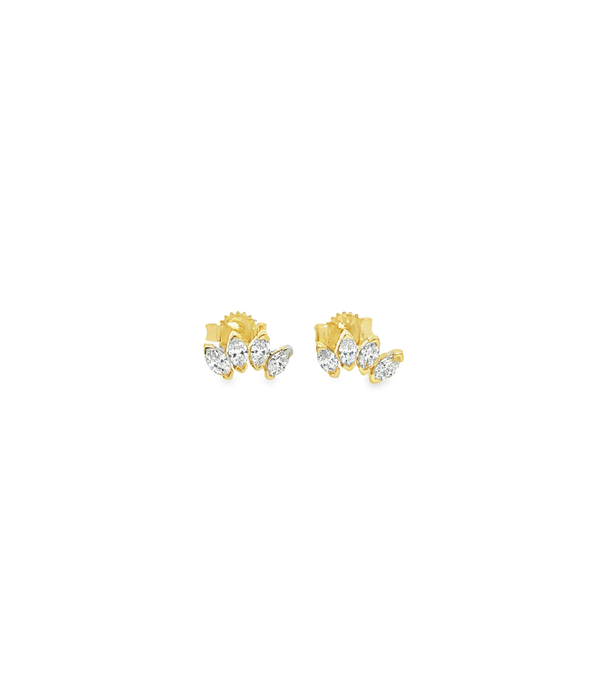 14K Gold .3ct Marquise Diamond Crawler Studs