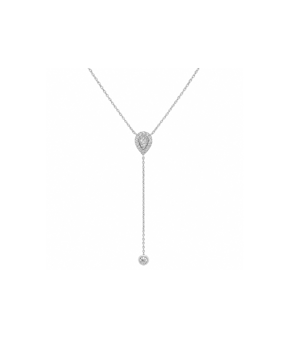 14K Gold Teardrop Diamond Lariat Necklace