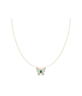 14K Gold Diamond Emerald Pave Butterfly Necklace