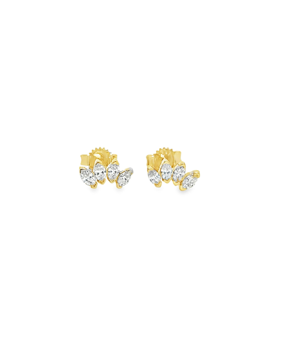 14K Gold .42ct Diamond Marquise Climber Studs