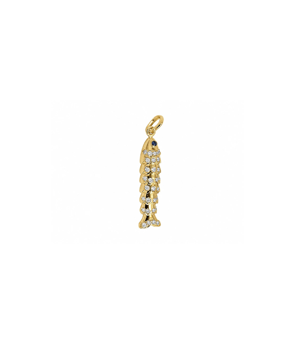 Mini 14K Gold Diamond Koi Fish Charm