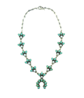 Federico Small Turquoise & Pearl Squash Blossom Necklace