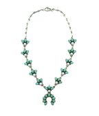 Federico Small Turquoise & Pearl Squash Blossom Necklace