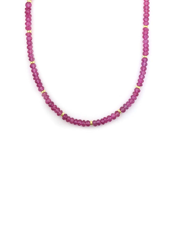 5mm Faceted Pink Topaz Rondelle Necklace