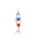 14K Gold Rose Quartz Gemstone Scale Fish Charm