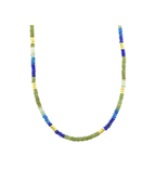 20" Multi Agate Lapis Mix Triple Rondelle Necklace