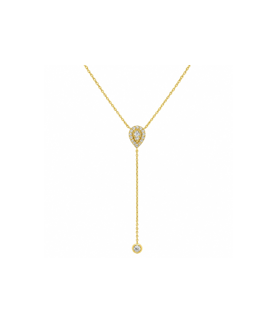 14K Gold Teardrop Diamond Lariat Necklace