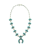 Federico Small Turquoise & Pearl Squash Blossom Necklace