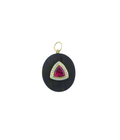 14K Gold Diamond Pink Tourmaline Wood Charm