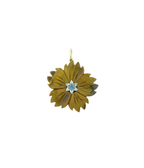 14K Gold Carved Tiger's Eye Topaz Flower Charm