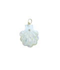 14K Gold Diamond Mother of Pearl Carved Scallop Shell Pendant