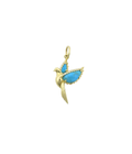 14K Gold Diamond Turquoise Dove Pendant