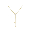 14K Double Chain Drop Diamond Lariat Necklace