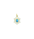14K Gold Abstract Turquoise Diamond Flower Charm