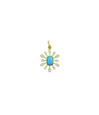 14K Gold Abstract Turquoise Diamond Flower Charm