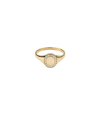14K Gold Diamond Frame Oval Signet Pinky Ring