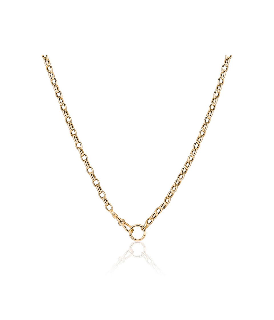 14K Gold Small Oval Swivel Clip Lock Necklace