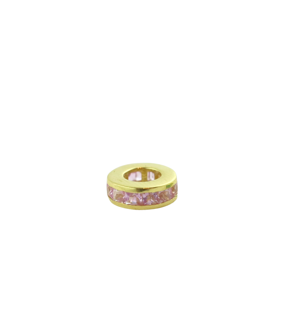 8.25mm 14K Gold Channel Set Pink Sapphire Spacer