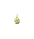 Mini 14K Gold Ridged Square Moonstone Charm