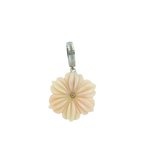 Silver Diamond Carved Light Pink Opal Flower Charm
