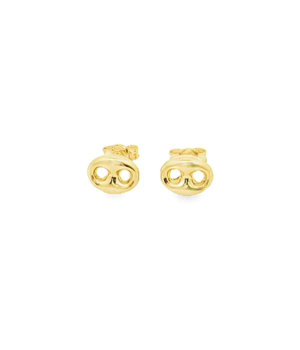 14K Gold Puffy Anchor Studs