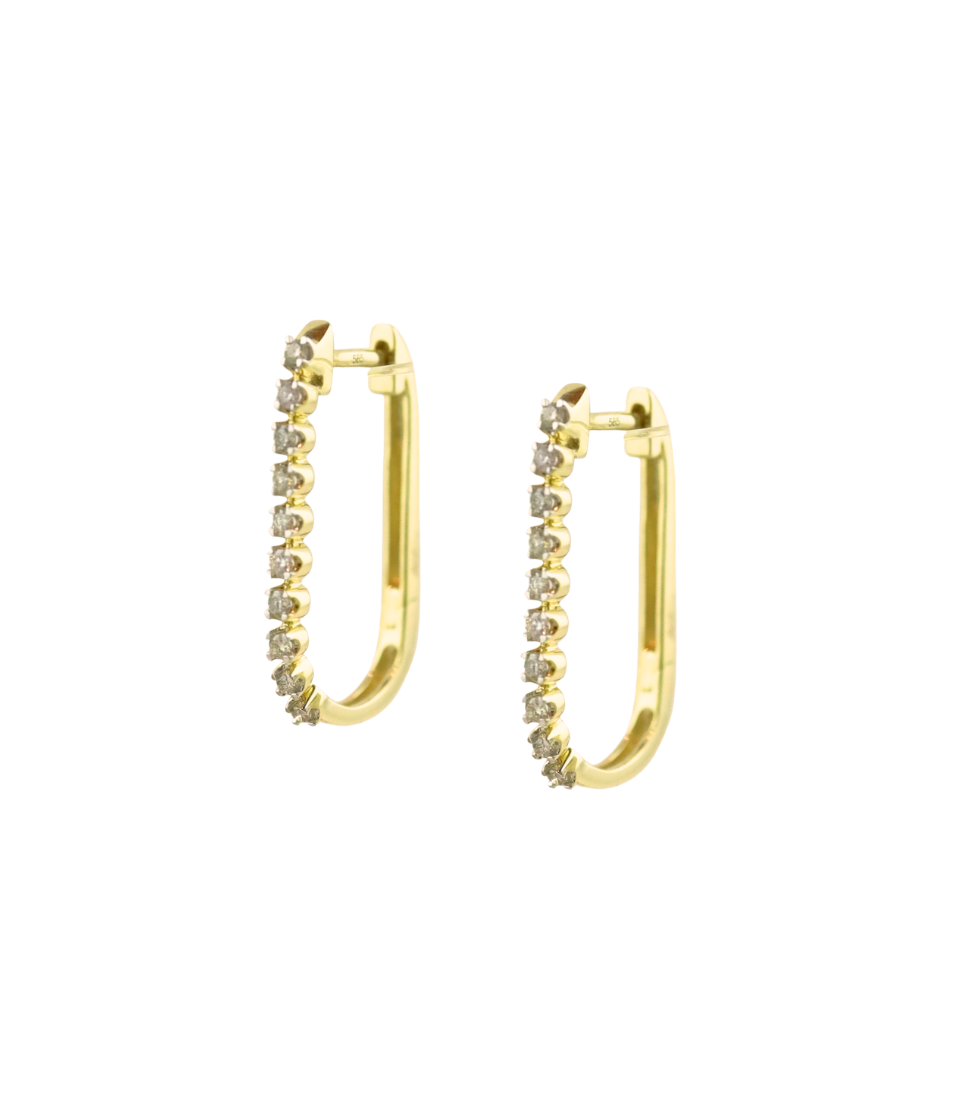 14K Gold Diamond Rectangle Huggie