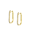 14K Gold Diamond Rectangle Huggie